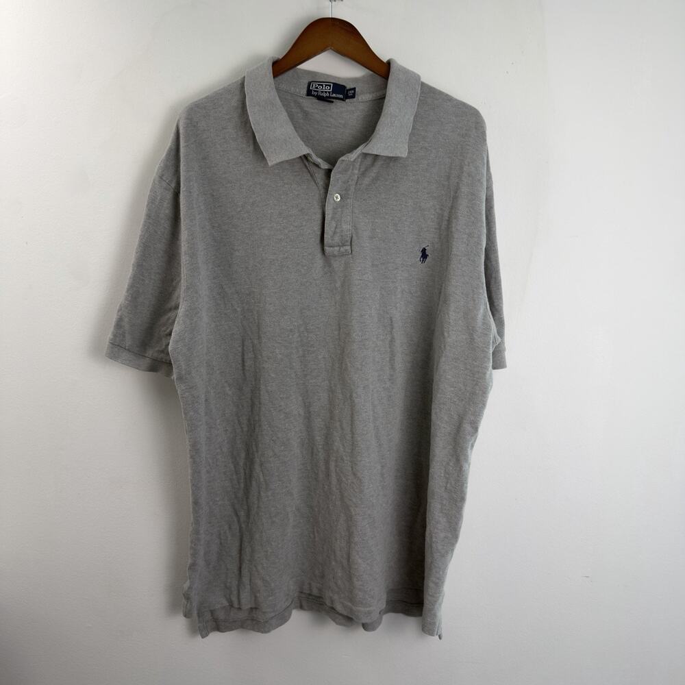 Polo Ralph Lauren Collared Polo Shirt 100% Cotton Gray SZ 2XL BIG Classic Fit